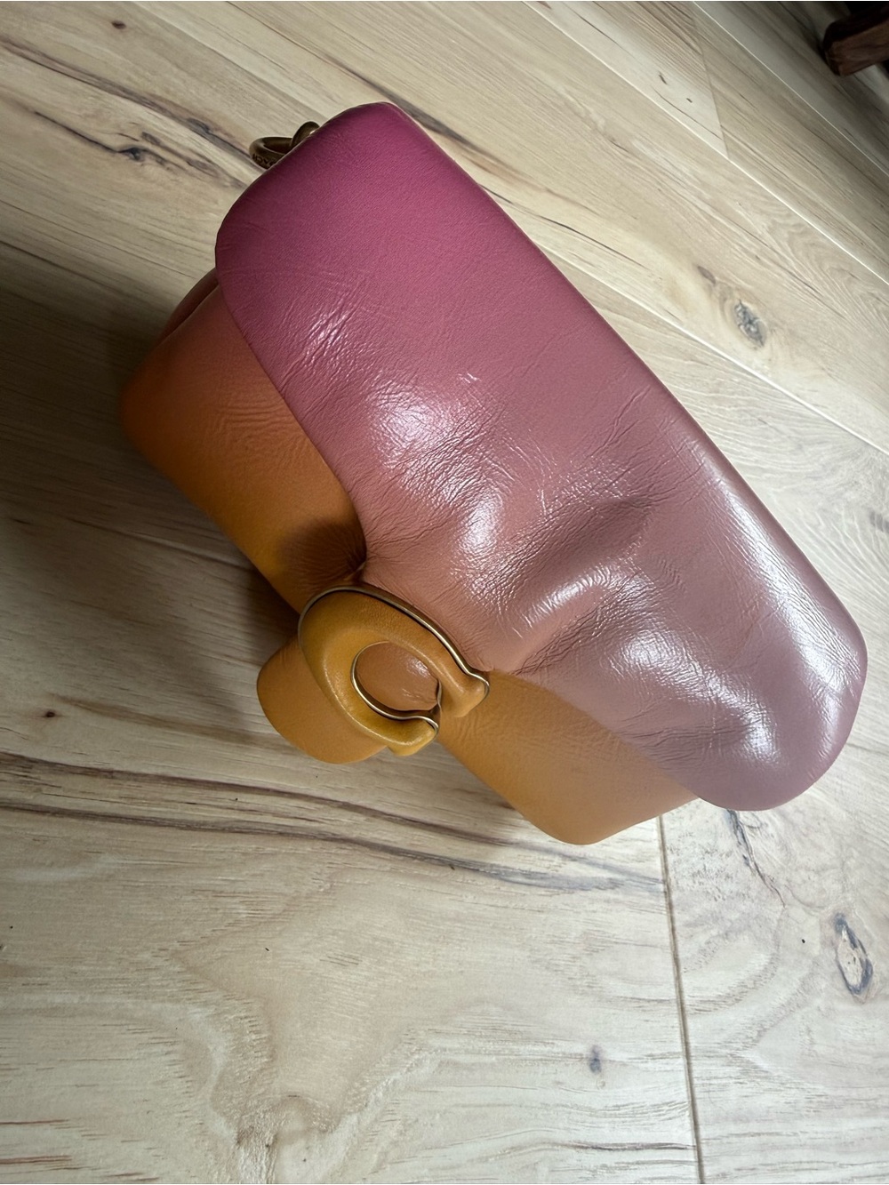 Coach Pink & Peach Gradient Leather hand Bag - Picture 2 of 6